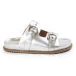 Sandália Papete Feminina Vitoria Duas Tiras Sola Baixa Prata