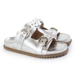 Sandália Papete Feminina Vitoria Duas Tiras Sola Baixa Prata