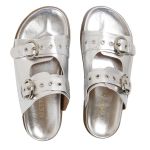 Sandália Papete Feminina Vitoria Duas Tiras Sola Baixa Prata