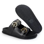 Sandália Papete Feminina Vitoria Duas Tiras Sola Baixa Preto