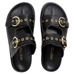 Sandália Papete Feminina Vitoria Duas Tiras Sola Baixa Preto