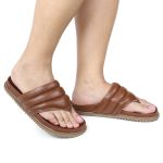 Sandalia Papete de Dedo Sola Baixa Leona Caramelo