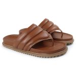 Sandalia Papete de Dedo Sola Baixa Leona Caramelo