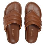 Sandalia Papete de Dedo Sola Baixa Leona Caramelo