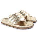 Sandalia Papete de Dedo Sola Baixa Leona Dourado