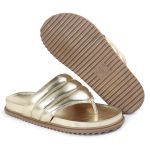 Sandalia Papete de Dedo Sola Baixa Leona Dourado