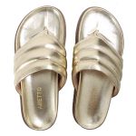 Sandalia Papete de Dedo Sola Baixa Leona Dourado
