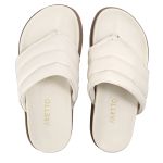 Sandalia Papete de Dedo Sola Baixa Leona Off-White