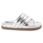 Sandalia Papete de Dedo Sola Baixa Leona Prata