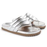 Sandalia Papete de Dedo Sola Baixa Leona Prata