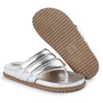 Sandalia Papete de Dedo Sola Baixa Leona Prata