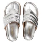 Sandalia Papete de Dedo Sola Baixa Leona Prata