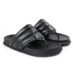 Sandalia Papete de Dedo Sola Baixa Leona Preto