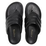 Sandalia Papete de Dedo Sola Baixa Leona Preto