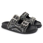 Sandália Feminina com Pedraria e Brilhos Preto