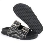 Sandália Feminina com Pedraria e Brilhos Preto