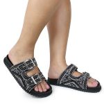 Sandália Feminina com Pedraria e Brilhos Preto