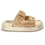 Sandália Feminina Sola Alta com Pedraria Dourado