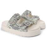 Sandália Feminina Sola Alta com Pedraria Prata