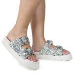 Sandália Feminina Sola Alta com Pedraria Prata