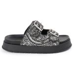 Sandália Feminina Sola Alta com Pedraria Preto