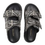 Sandália Feminina Sola Alta com Pedraria Preto