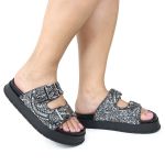 Sandália Feminina Sola Alta com Pedraria Preto