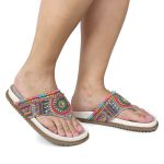 Rasteirinha Feminina com Pedraria e Brilho Colorido