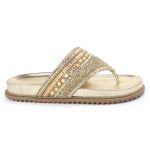 Rasteirinha Feminina com Pedraria e Brilho Dourado