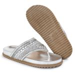 Rasteirinha Feminina com Pedraria e Brilho Prata