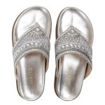 Rasteirinha Feminina com Pedraria e Brilho Prata