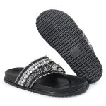 Rasteirinha Feminina com Pedraria e Brilho Preto