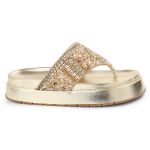 Rasteirinha sola Alta com Pedraria e Brilho Dourado