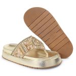 Rasteirinha sola Alta com Pedraria e Brilho Dourado