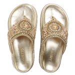 Rasteirinha sola Alta com Pedraria e Brilho Dourado