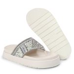 Rasteirinha sola Alta com Pedraria e Brilho Prata