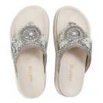 Rasteirinha sola Alta com Pedraria e Brilho Prata