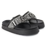 Rasteirinha sola Alta com Pedraria e Brilho Preto