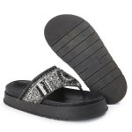 Rasteirinha sola Alta com Pedraria e Brilho Preto