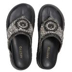 Rasteirinha sola Alta com Pedraria e Brilho Preto