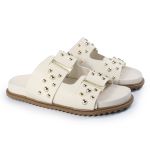 Sandália Papete Feminina Aurora Sola Baixa Off-White