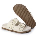 Sandália Papete Feminina Aurora Sola Baixa Off-White