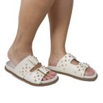 Sandália Papete Feminina Aurora Sola Baixa Off-White