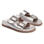 Sandália Papete Bianca com Fivela Prata