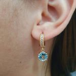 Mini Argola Zircônia Dourado Azul 
