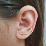 Brinco Ear Cuff Zircônia Dourado 