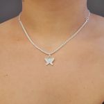 Colar Folheado A Prata 925 Com Zircônia Borboleta 