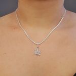Colar Folheado A Prata 925 Com Zircônia Coroa 