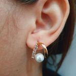 Brinco Zircônia Pérola Dourado 