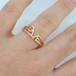 Anel Com Zircônia Love Dourado 